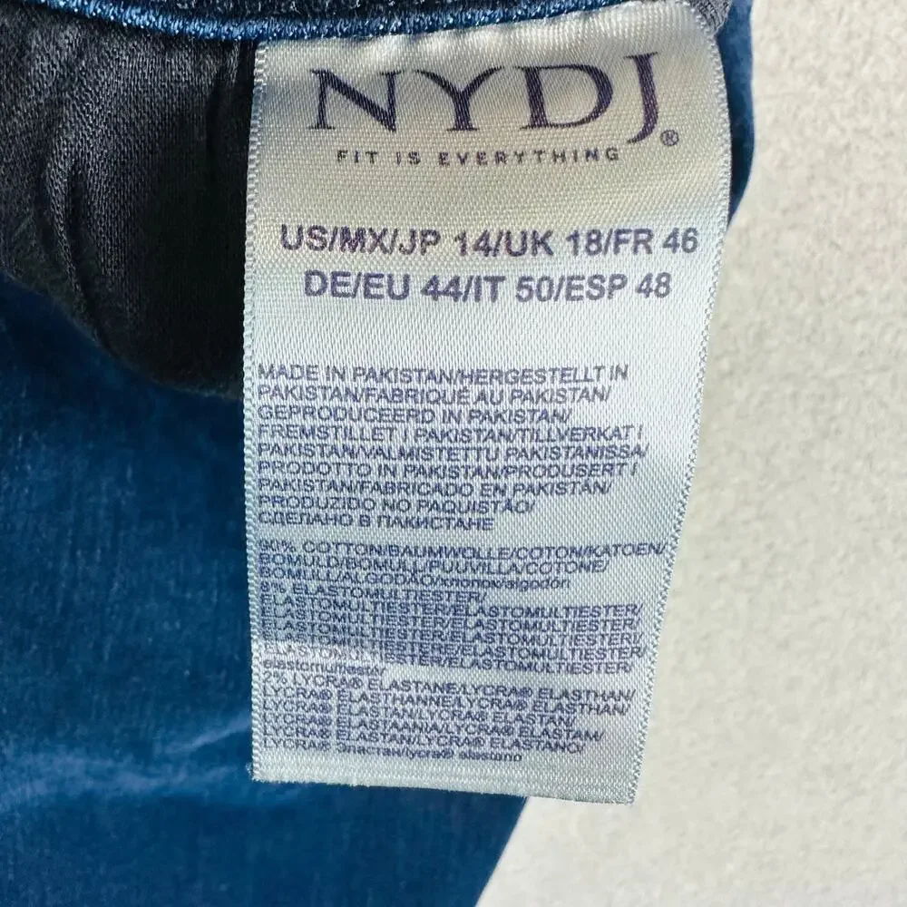 NYDJ Womans Sz 14 Plus Jeans Blue Marilyn Straight Lift Tuck‎ Stretch Denim